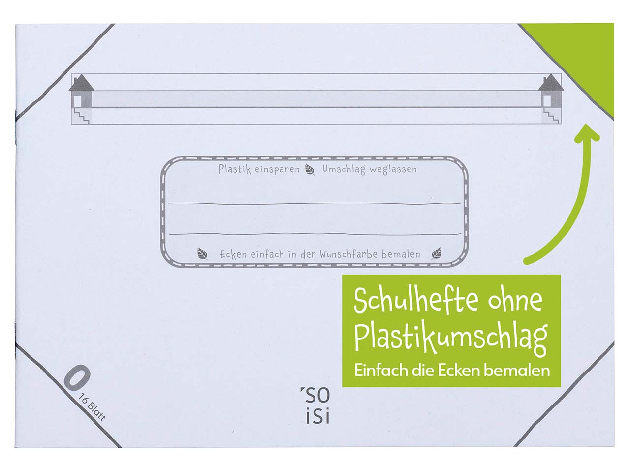 Soisi Recycling-Schulheft DIN A5 Nr. 0 lin., mit Häuschen