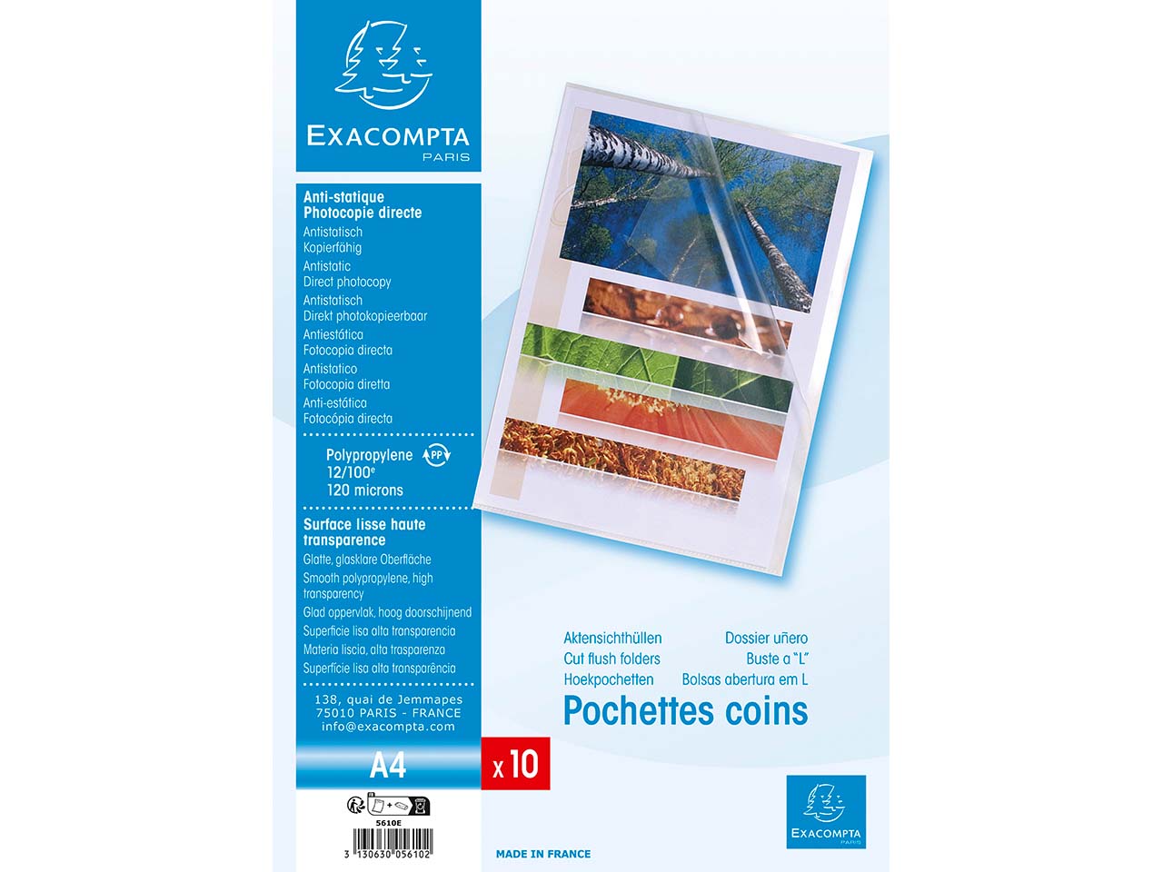 Exacompta Aktensichthüllen glatt, DIN A4, 120µ, 10 Stk.