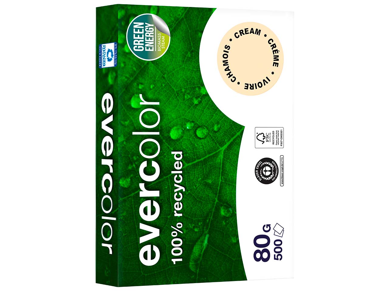 500 Blatt Clairfontaine Farbiges Recycling-Kopierpapier 'Evercolor' chamois, 80g, DIN A4