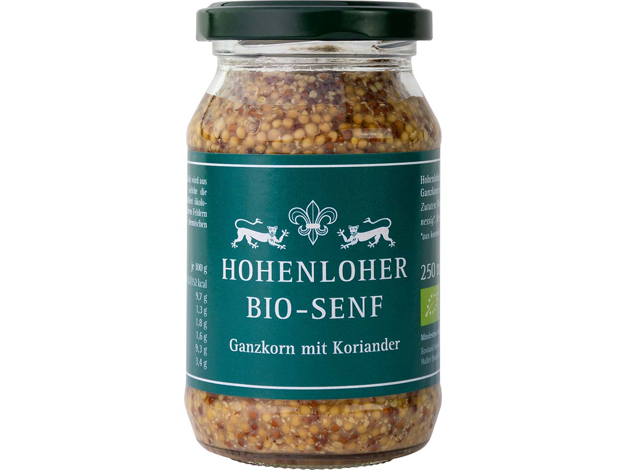 Hohenloher Bio-Senf "Ganzkorn" mit Koriander, 250 ml