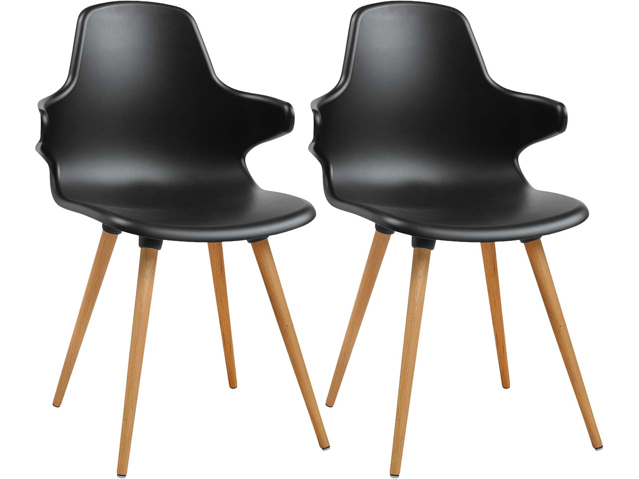 2 Topstar Stühle "T2020" mit Armlehnen, mit Beinen aus Buchenholz, schwarz