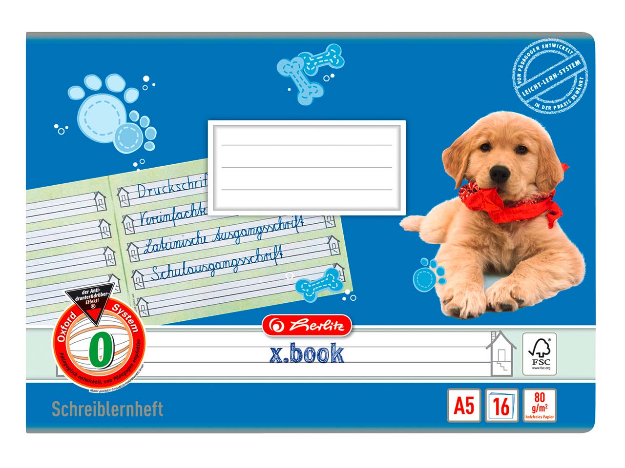 herlitz Schreiblernheft, Schreiblernlineatur 0, DIN A5, Kontrastlineatur