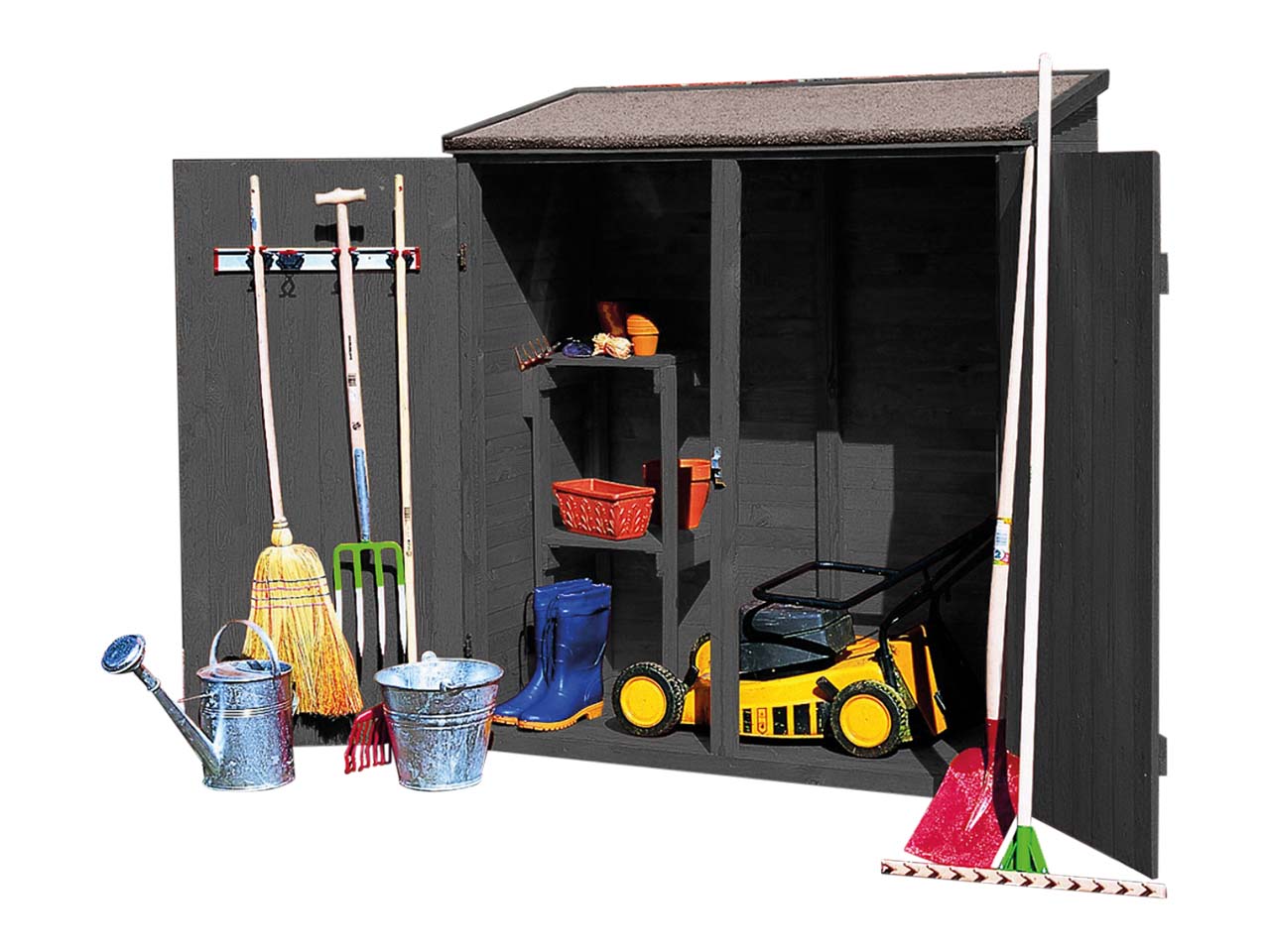 Gartenschrank mit 2 Türen aus Holz, FSC-zertifiziert, anthrazit