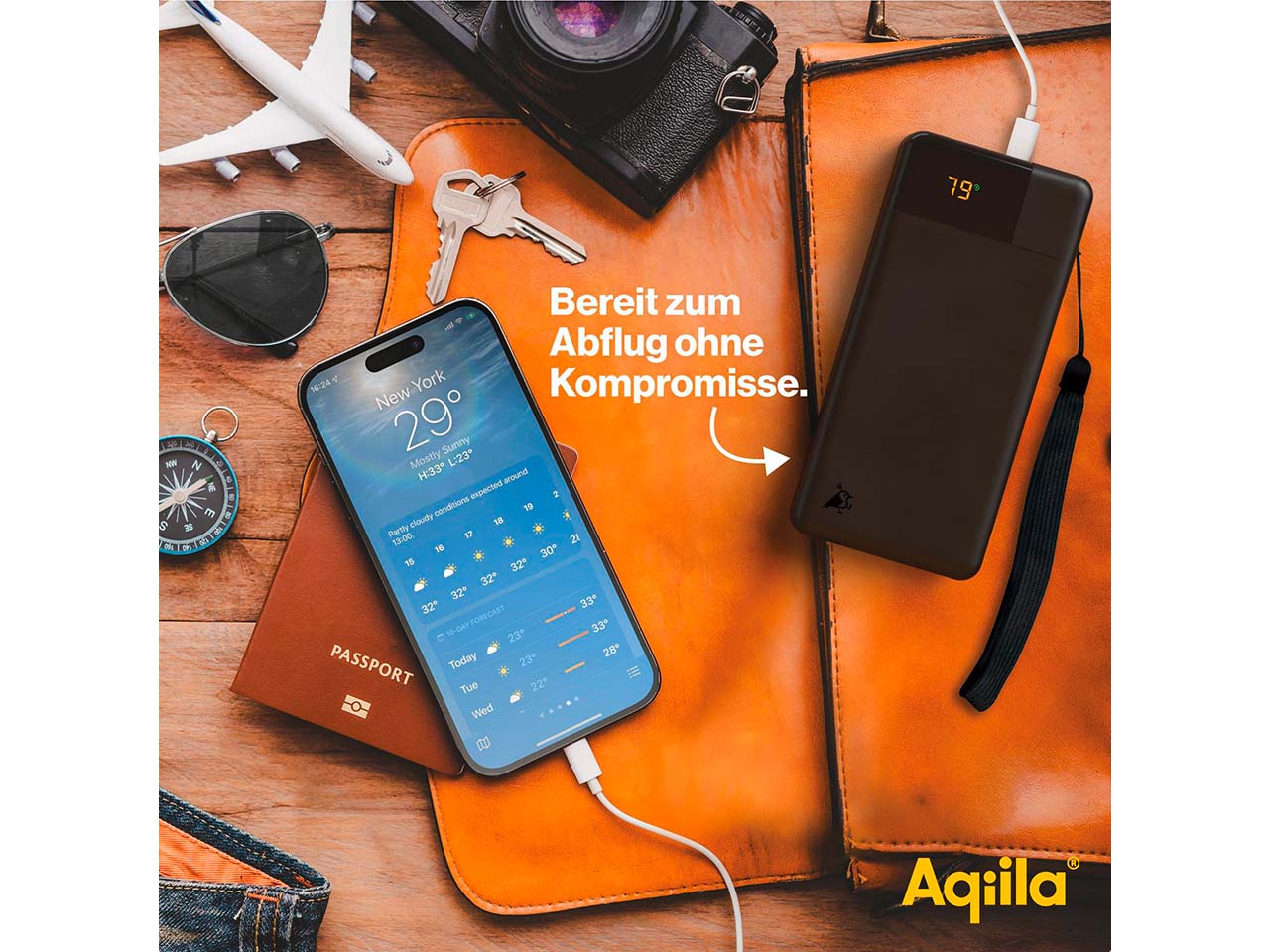 Aqiila Powerbank "Powerbird B20" 20.000 mAh, schwarz