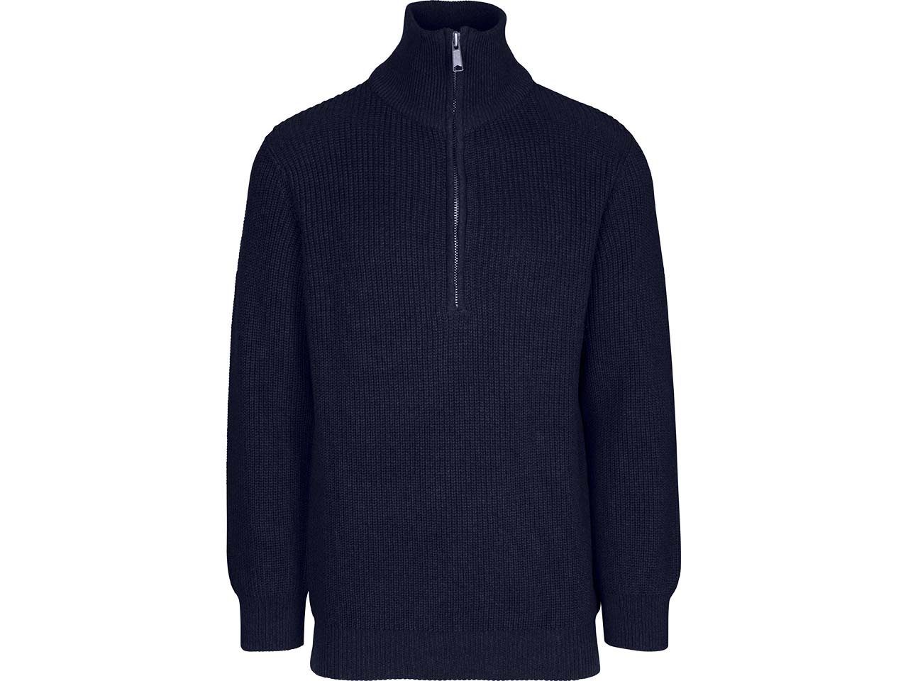 MELA Bio-Unisex-Rippstrick-Troyer "UDAI" mit Reißverschluss-Stehkragen, navy, Gr. M