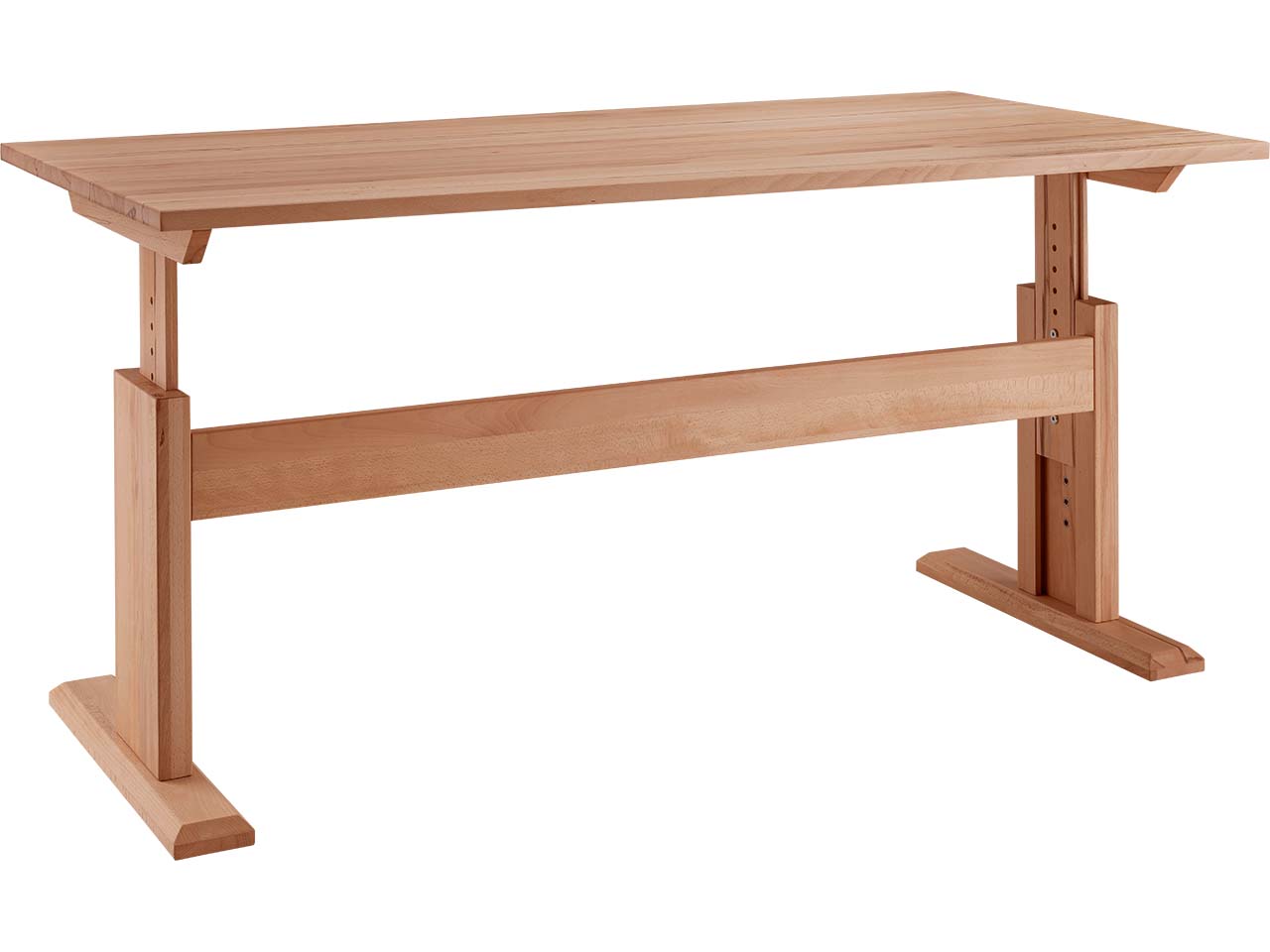 Höheneinstellbarer Schreibtisch 'buxing solid' B 160 x T 80 x H 61-80 cm, Buche
