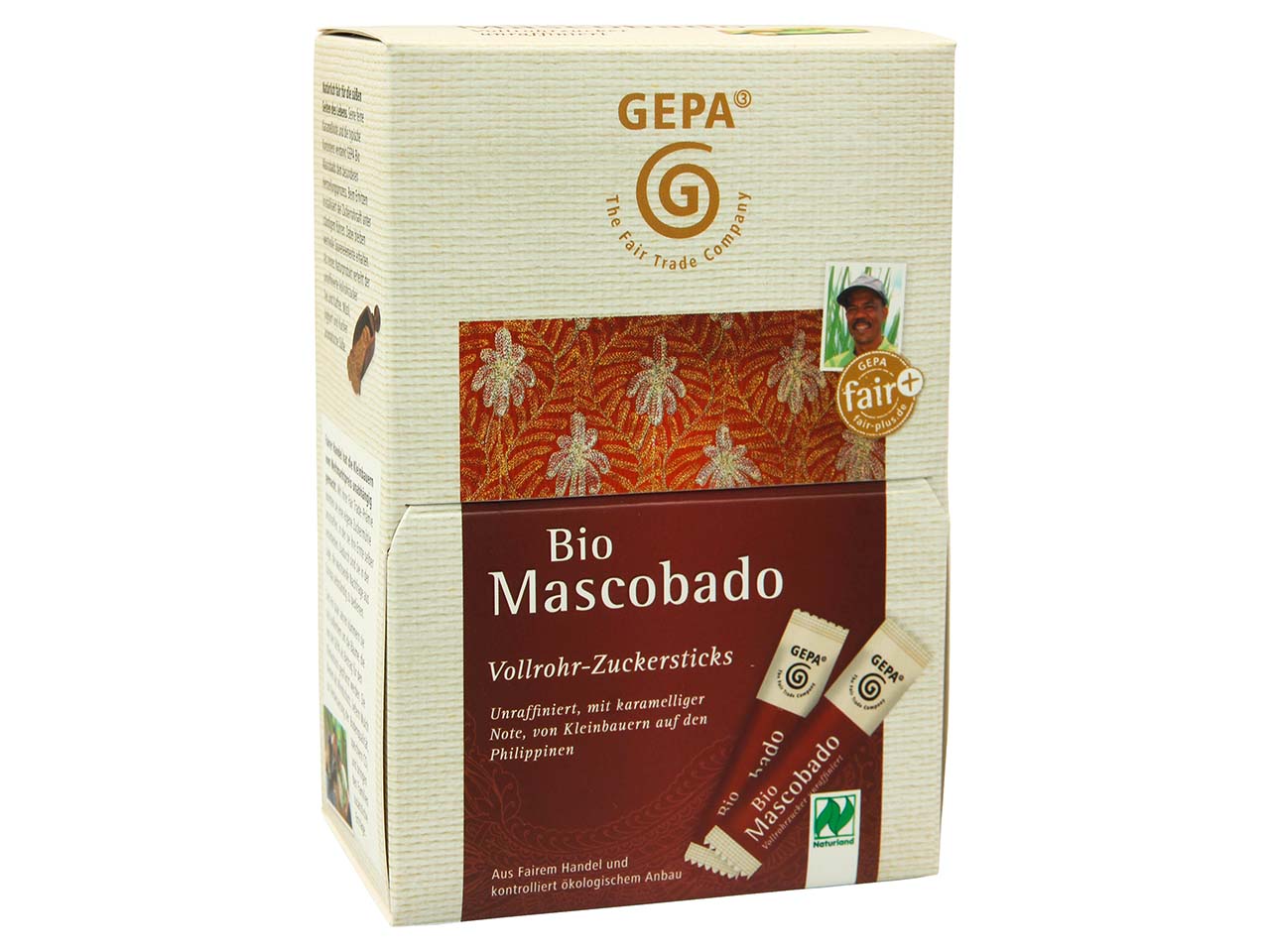 GEPA Mascobado Vollrohrzucker, unraffiniert, 50x3g in Portionsbeuteln