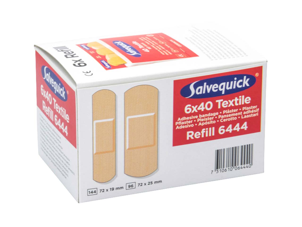 6 x 40 Stk. Salvequick Pflaster "REF 6444" elastisch 7,2 x 1,9/2,5 cm