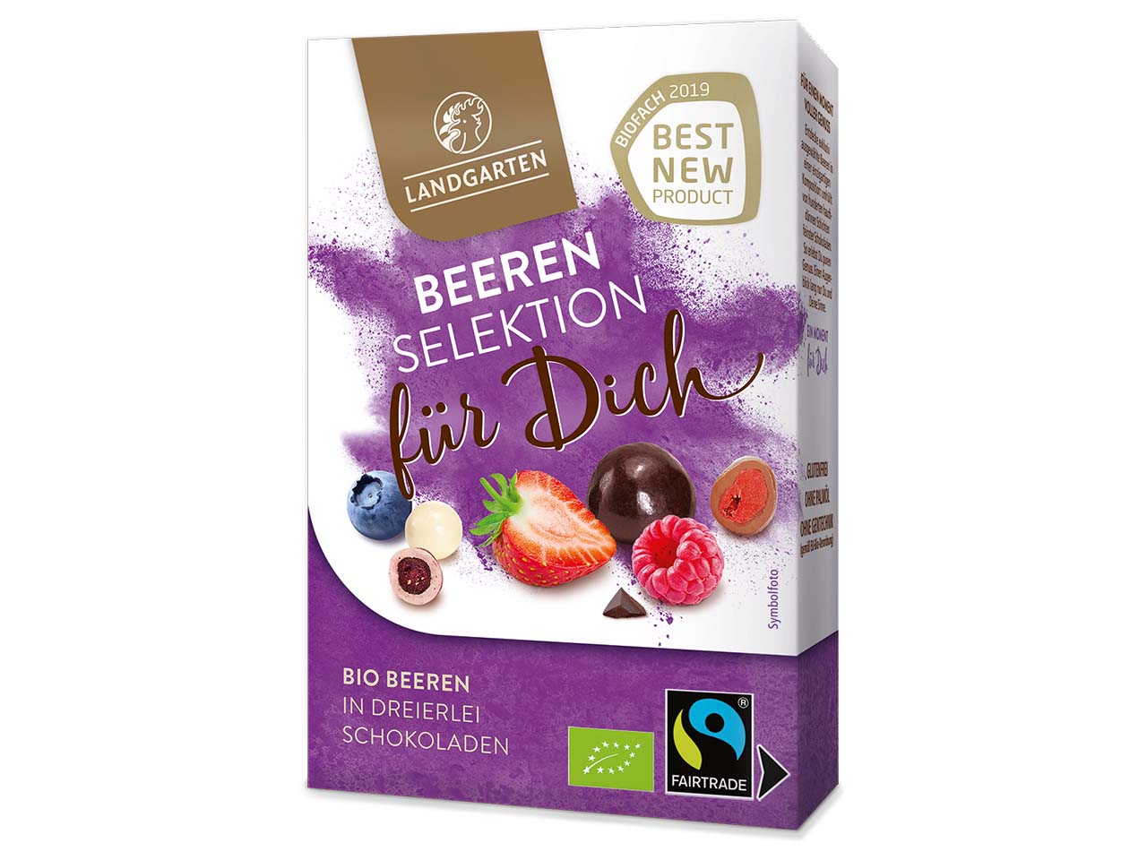 Landgarten Bio-Beeren in dreierlei Schokolade 'Für dich', 90 g