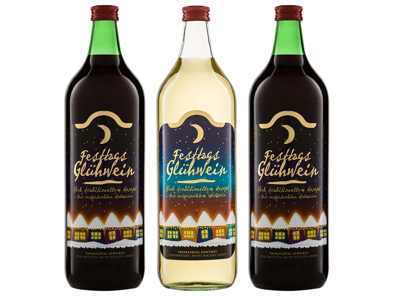 Bio-Festtagsglühwein-Paket weiß, rot, 3 x 0,75 l