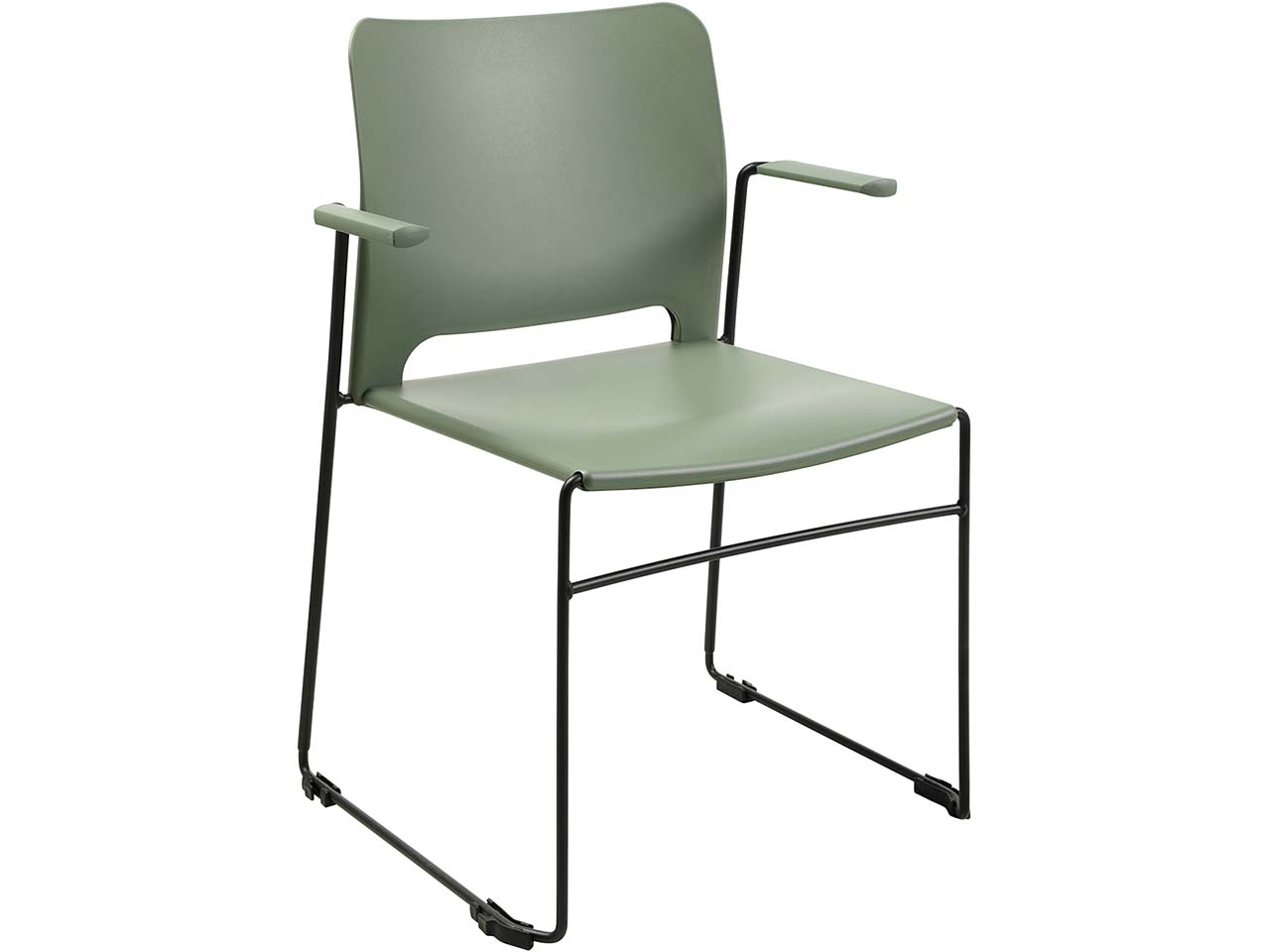 Topstar 4 Besucherstühle "VISIT LINE" mit Armlehnen, oliv