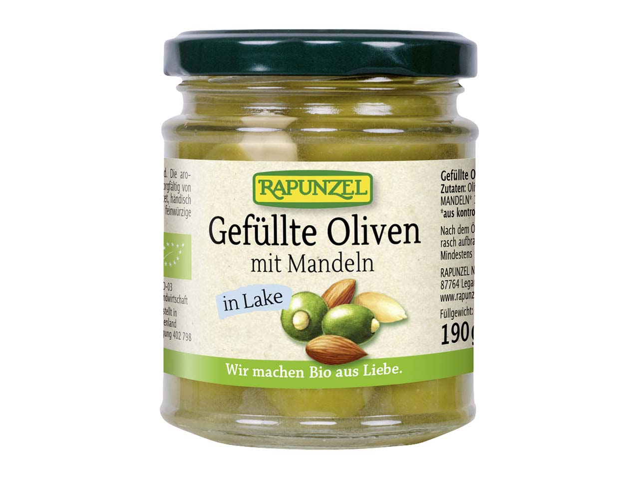 RAPUNZEL Bio-Oliven grün, gefüllt mit Mandel, 190 g
