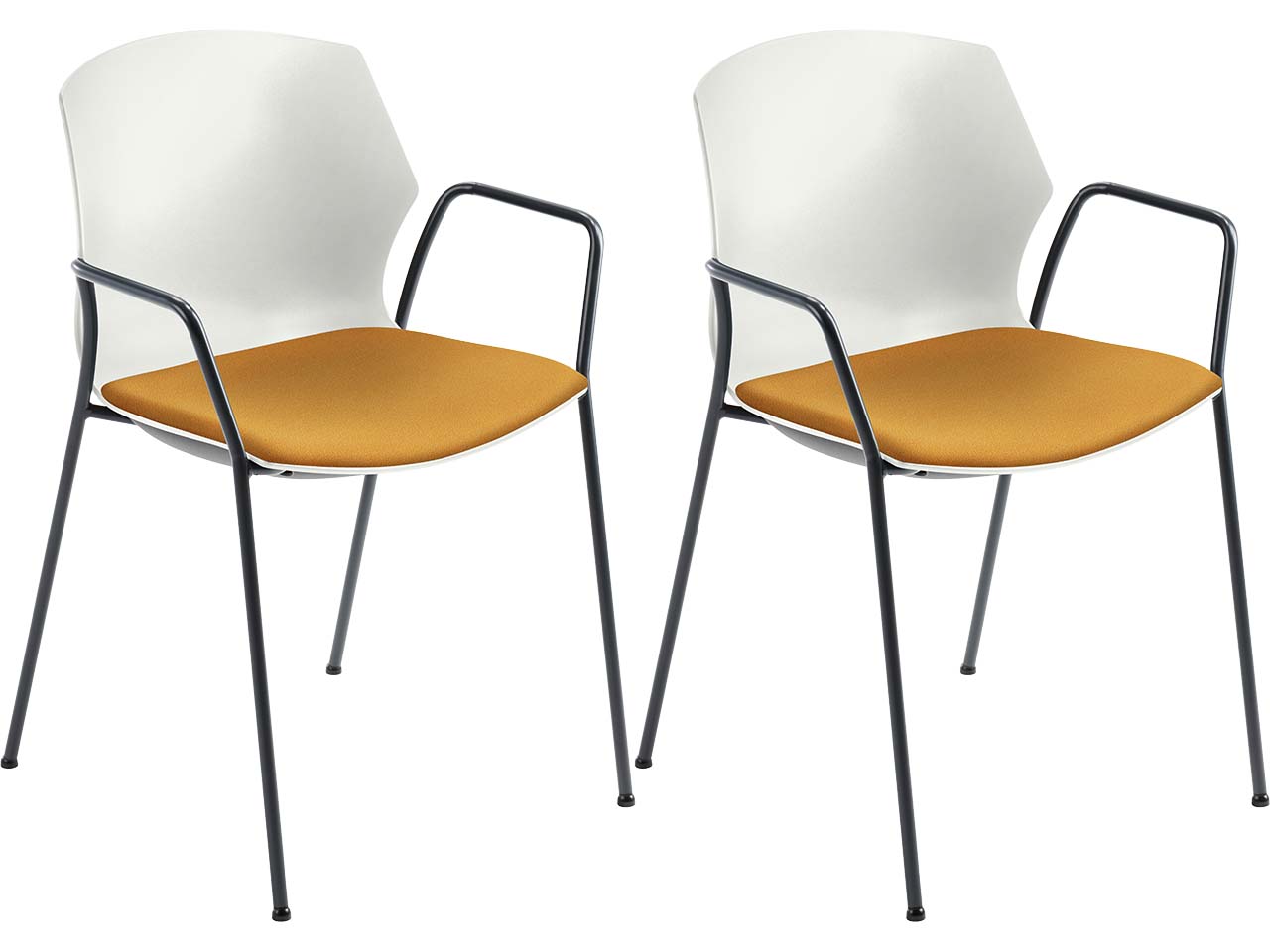 2x Besucherstuhl "2511" weiß, mit Armlehnen, gelb