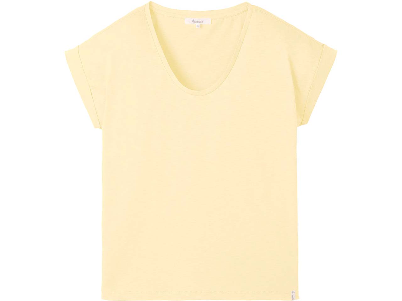 tranquillo Bio-Damen-T-Shirt mit Roll-Up-Ärmel, lemon, Gr. S