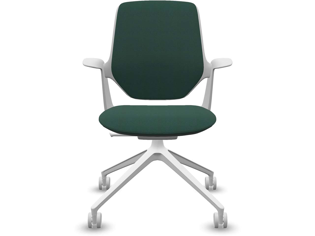 Profim Besucherstuhl "TRILLO PRO" mit Sternfußgestell auf Rollen, weiß, Stoff: grün