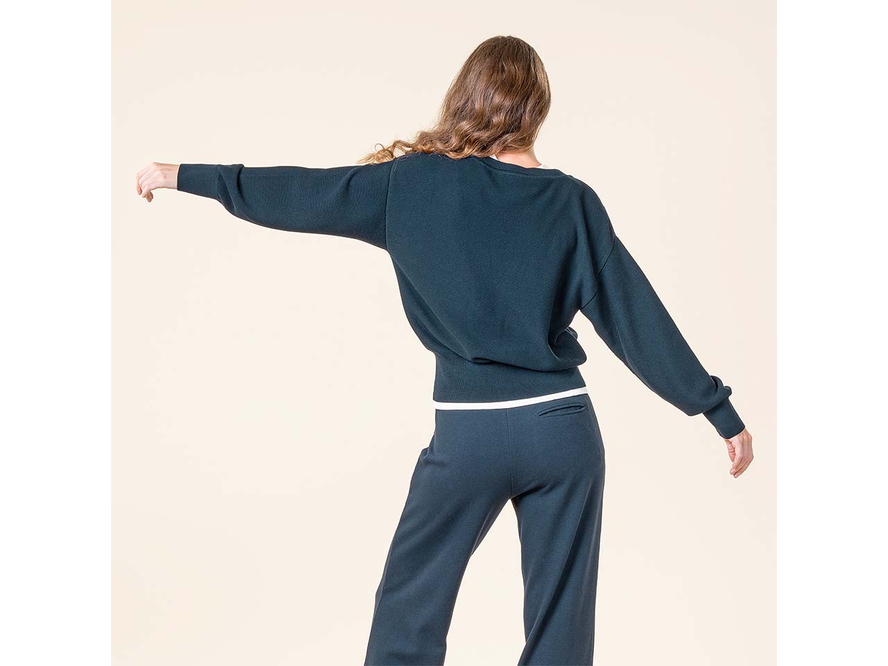 Living Crafts Bio-Damen-Pullover 'THABITA' mit überschnittenen Schultern, ink blue, Gr. S