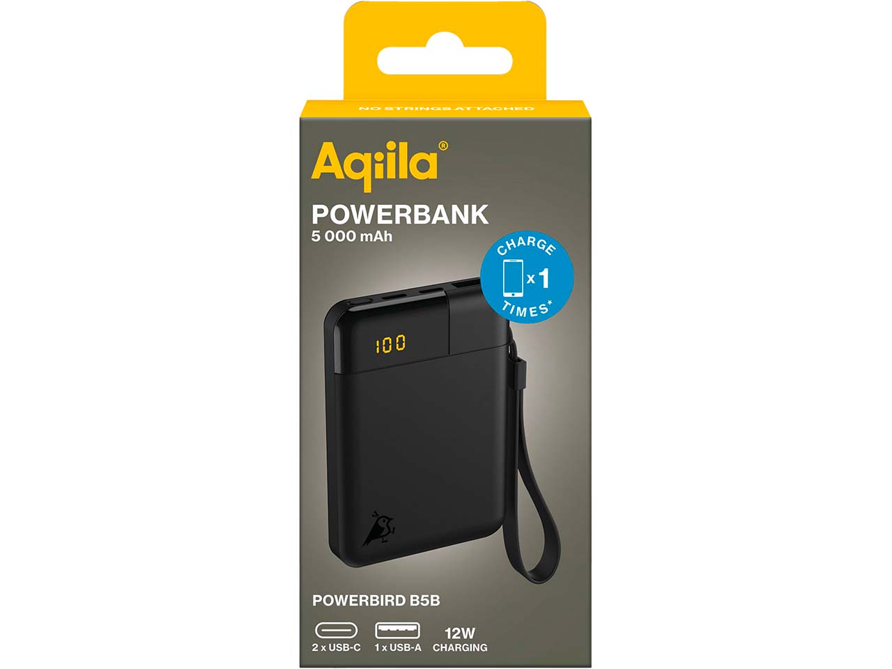 Aqiila Powerbank "Powerbird B5" 5.000 mAh, schwarz