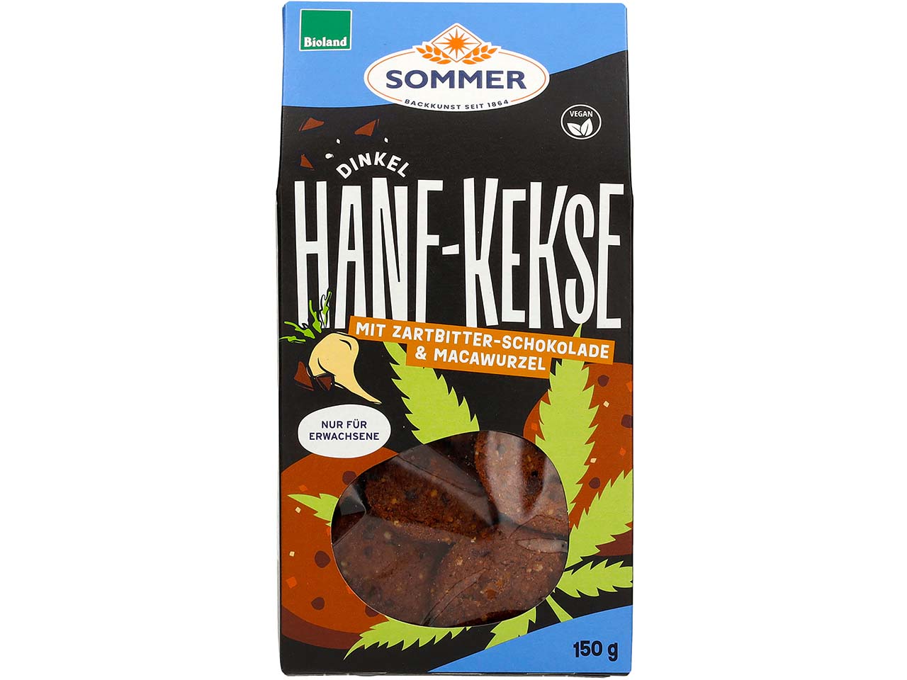 SOMMER Bio-Dinkelkekse "Hanf & Schoko" mit Macawurzel, 150 g