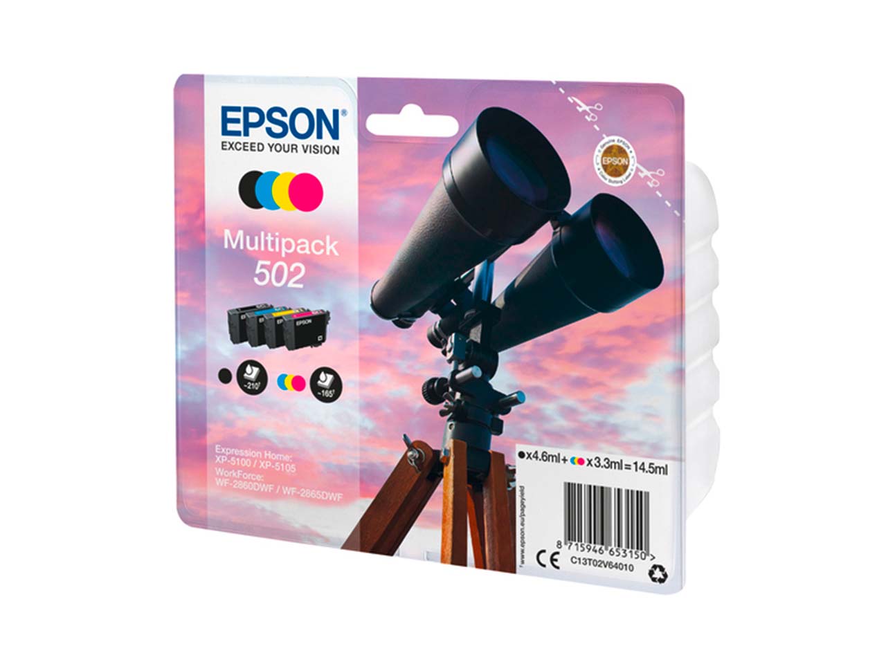 Epson Tintenpatronen T02V64 schwarz, cyan, magenta, gelb, 4er-Set