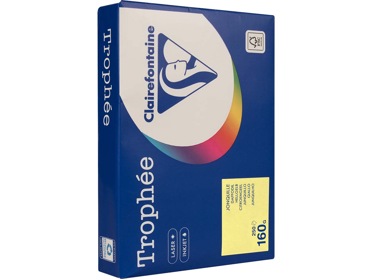 Clairfontaine Farbiges Kopierpapier "Trophee" 160 g/m², DIN A4, hellgelb