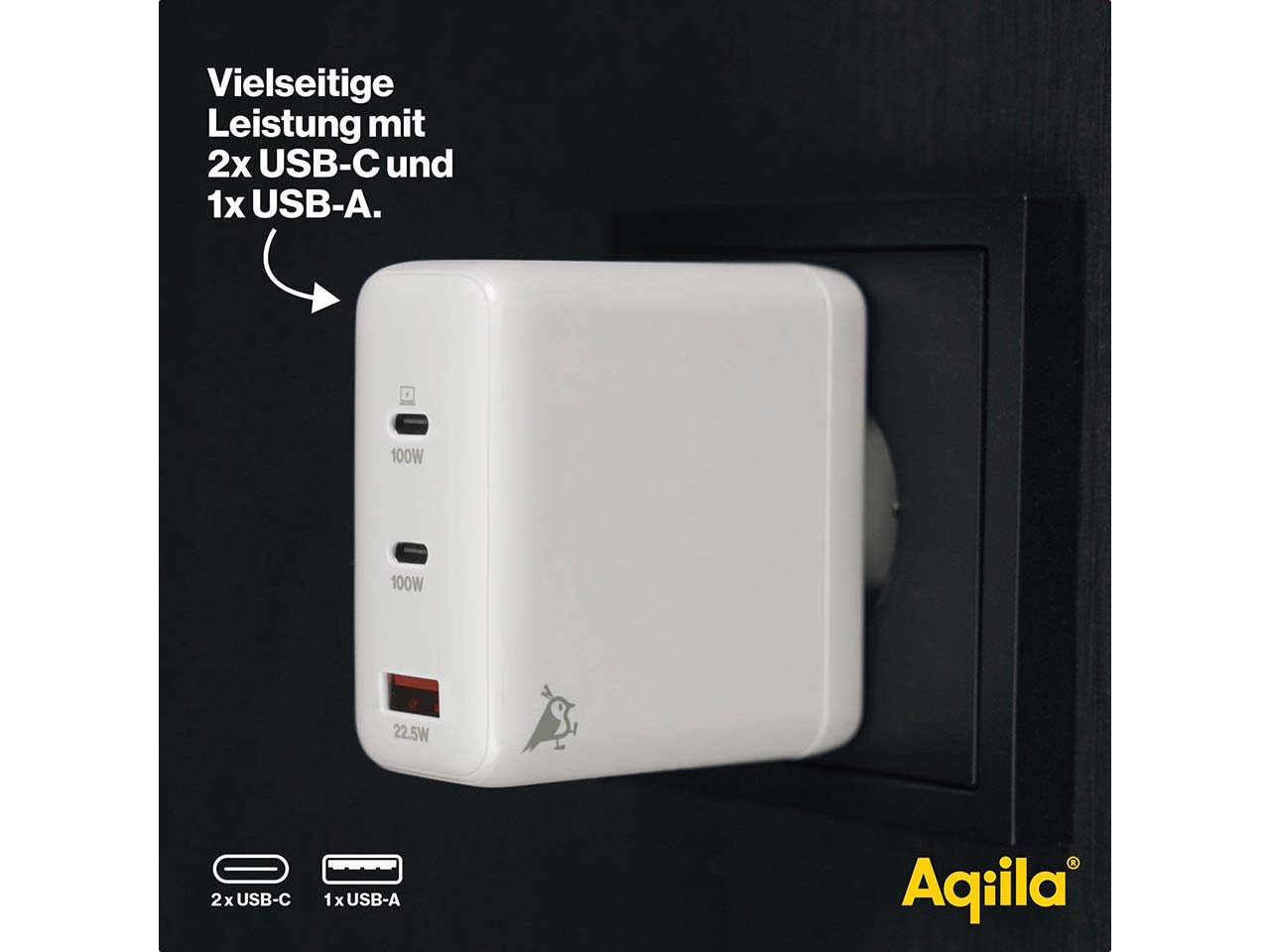 Aqiila USB Ladegerät und Ladeadapter "Chargebird W4"