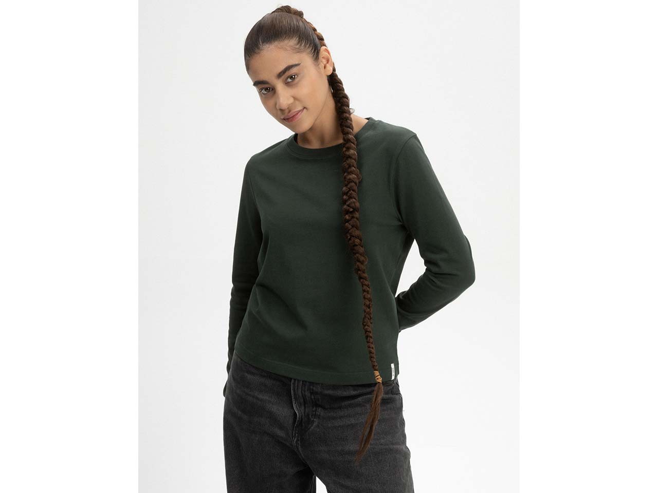MELA Bio-Damen-Langarmshirt 'AASTHA' 260 g/m², dunkelgrün, Gr. S
