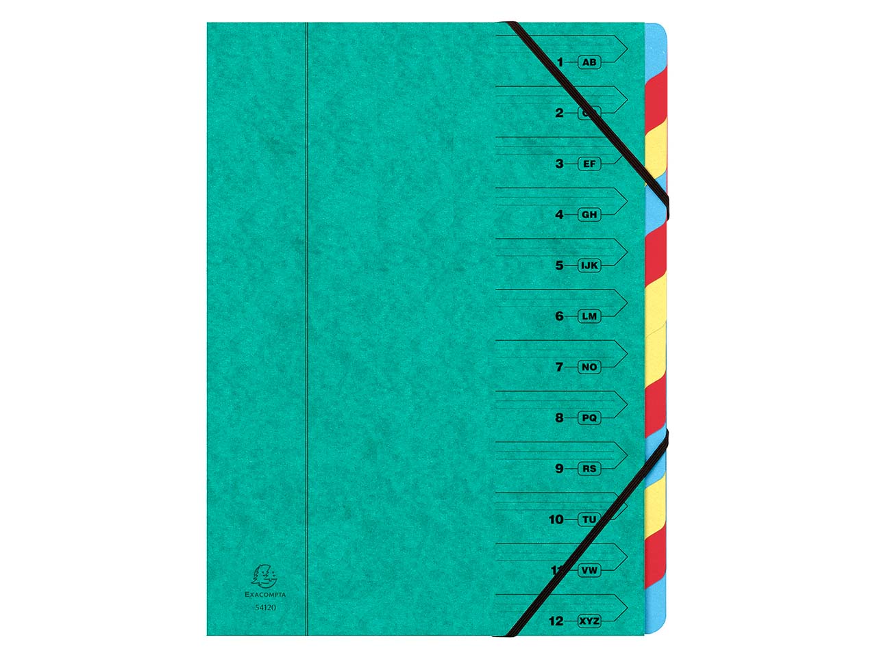 Exacompta Ordnungsmappe mit 12 Fächern, grün DIN A4