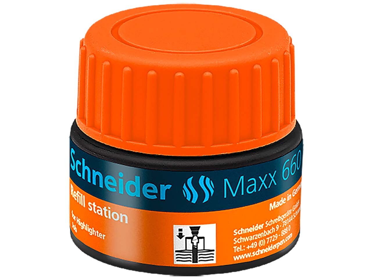 Schneider Nachfülltinte Maxx 660 für Textmarker Job, 30 ml, orange