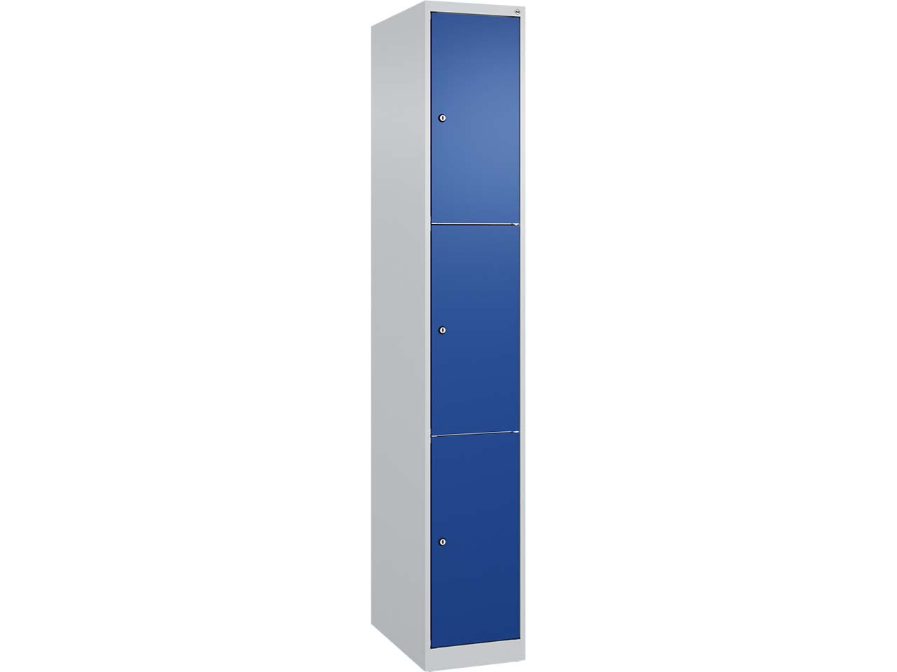C+P Schließfachschrank Classic PLUS, 3 Fächer, 1850x300x500mm, Lichtgrau/Enzianblau