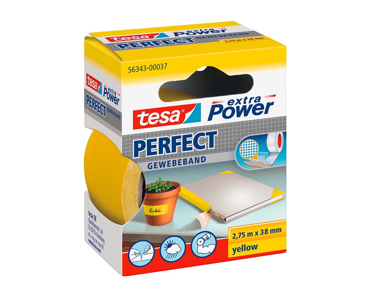 Tesa Gewebeband 2,75m x 38mm gelb