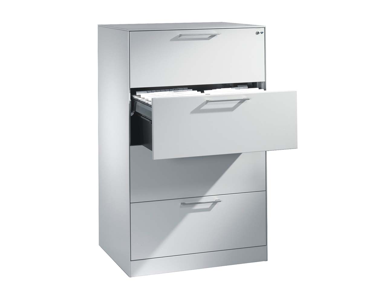 Hängeregistraturschrank "CONTACT", Höhe 131 cm  (BxT) 80 x 43,5, silber