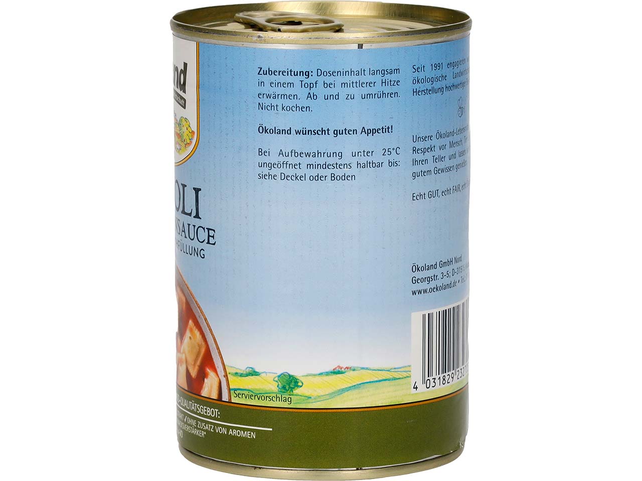 Ökoland Bio-Ravioli mit Fleisch in Tomatensauce, 400 g