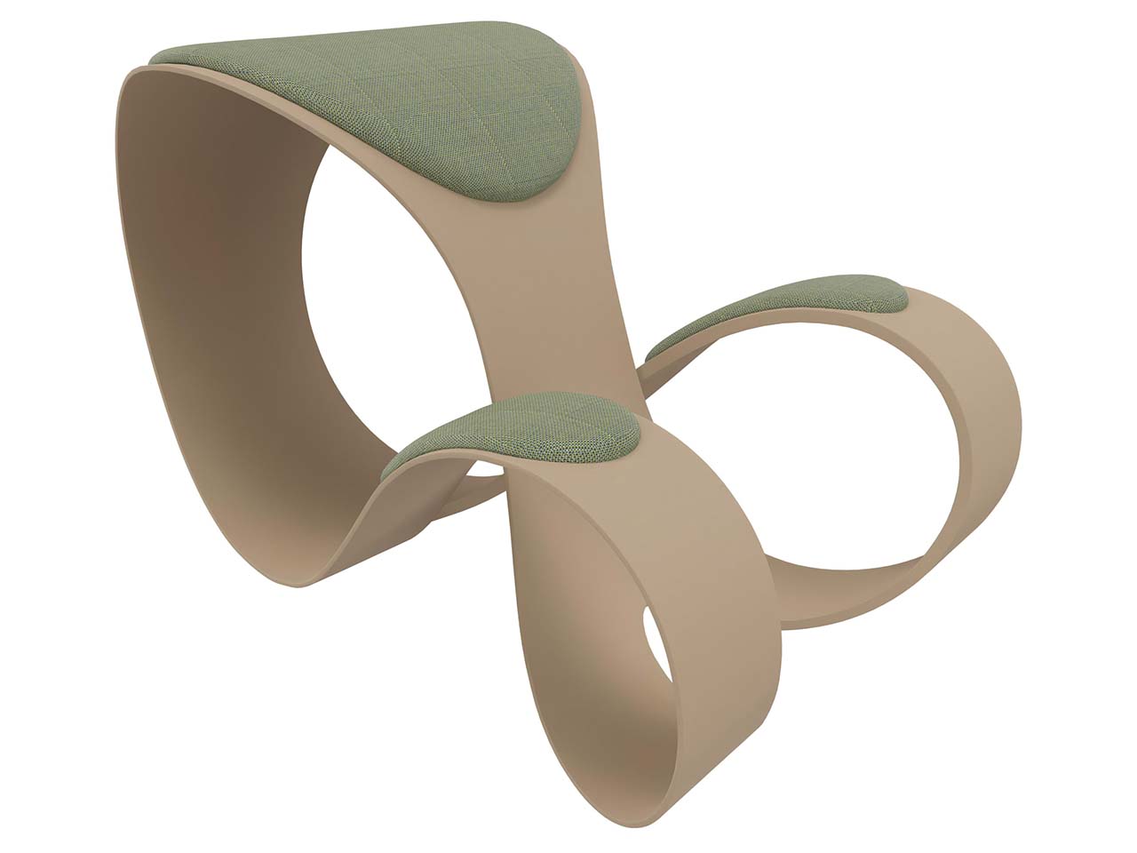 Quadrifoglio Kniehocker "Moon" Gestell beige, Bezug grün