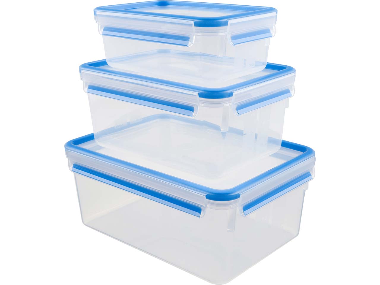 EMSA 3er-Set Frischhaltedosen "Clip & Close" 1,0/2,2/3,7 l, aus Kunststoff, blau