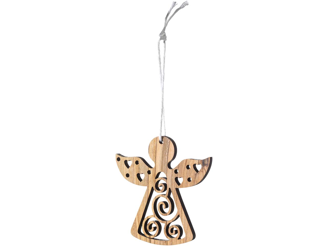 Weltpartner Dekoanhänger "Engel" mit ausgesägtem Muster, aus Olivenholz