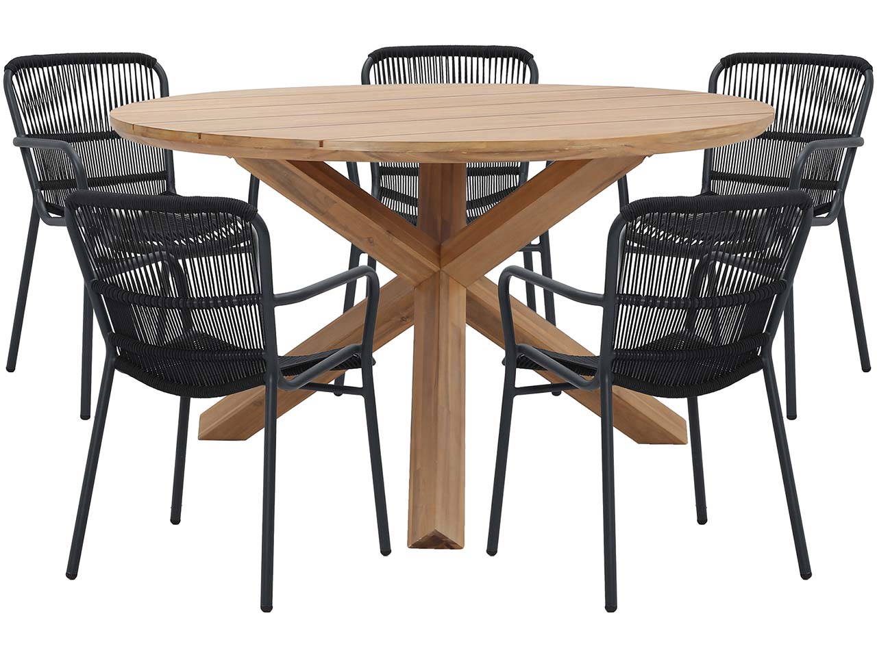 Gartenmöbel-Set "Delft & Ives", 6-teilig, 5 Stühle, Tisch ø 135 cm, anthracite