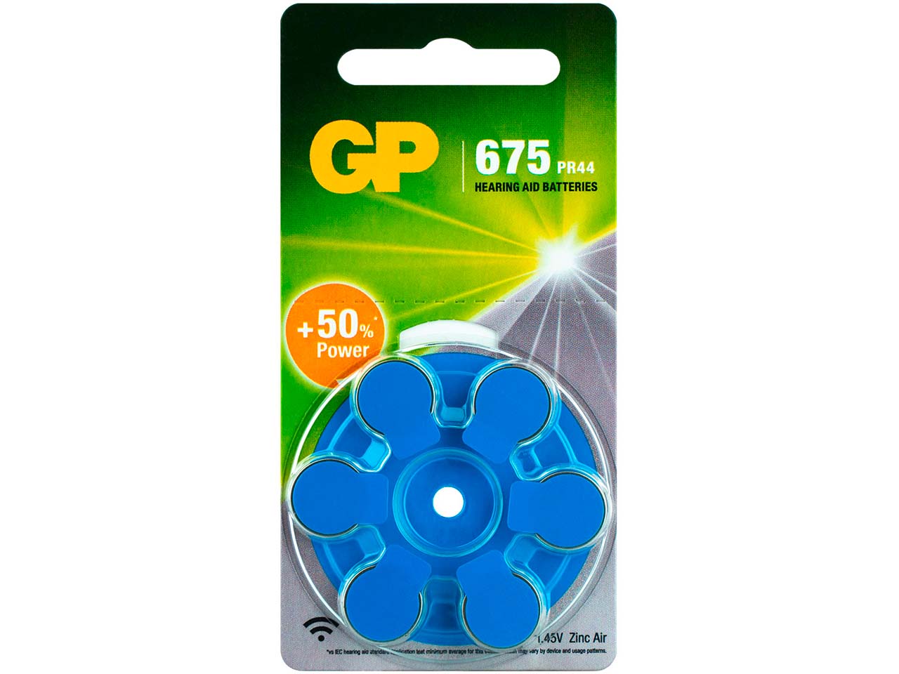 6er Pack GP Battery Hörgerätebatterien ZA675 "PR 44" 1,4V, 620 mAh