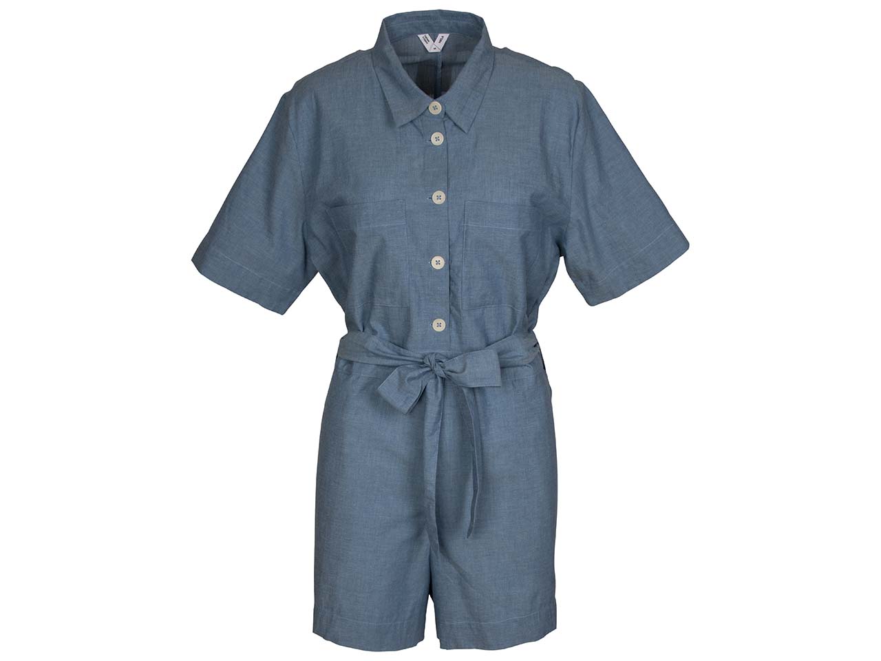 MELA Bio-Damen-Jumpsuit kurz "SANELA" blau chambray, Gr. M