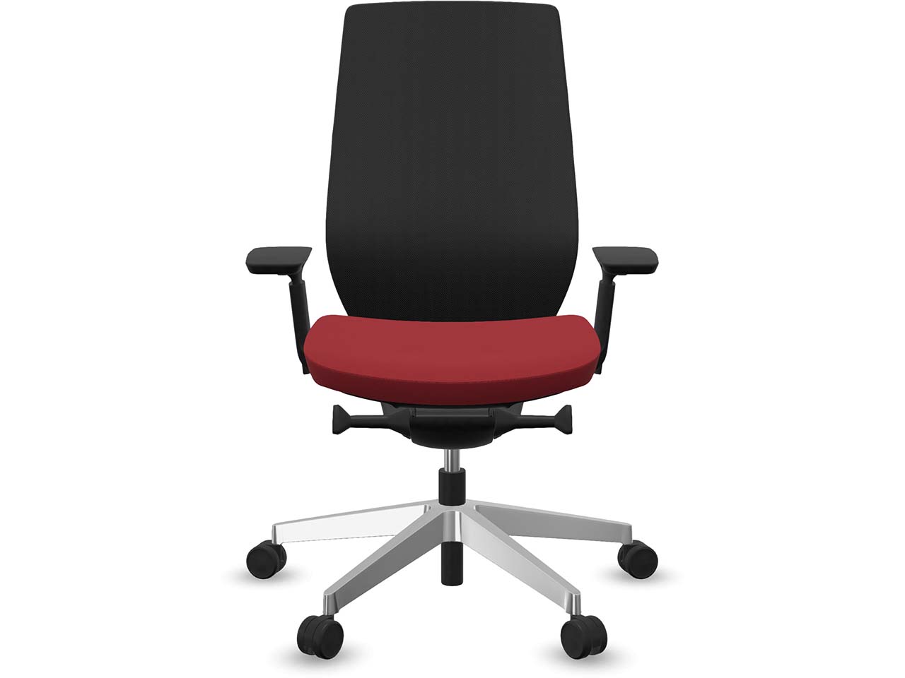 Profim Bürodrehstuhl "ACCIS PRO" mit Armlehnen, Gestell: silber, Sitz: rot