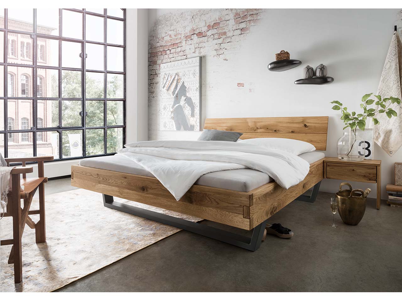 Forestales Massivholzbett "Navarra" 180 x 200 cm, Kopfteil IV, Eiche