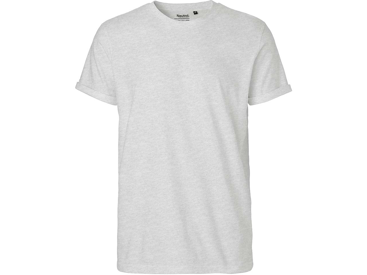 Neutral Bio-Herren-T-Shirt mit Roll-Up-Ärmeln, ash grey, Gr. XL