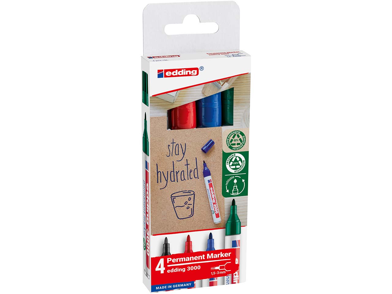4er Set edding Permanentmarker "3000" farbig sortiert