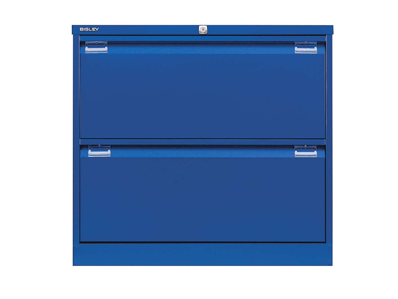 Bisley Registraturschrank oxfordblau zweibahnig, zwei Schübe RAL 839