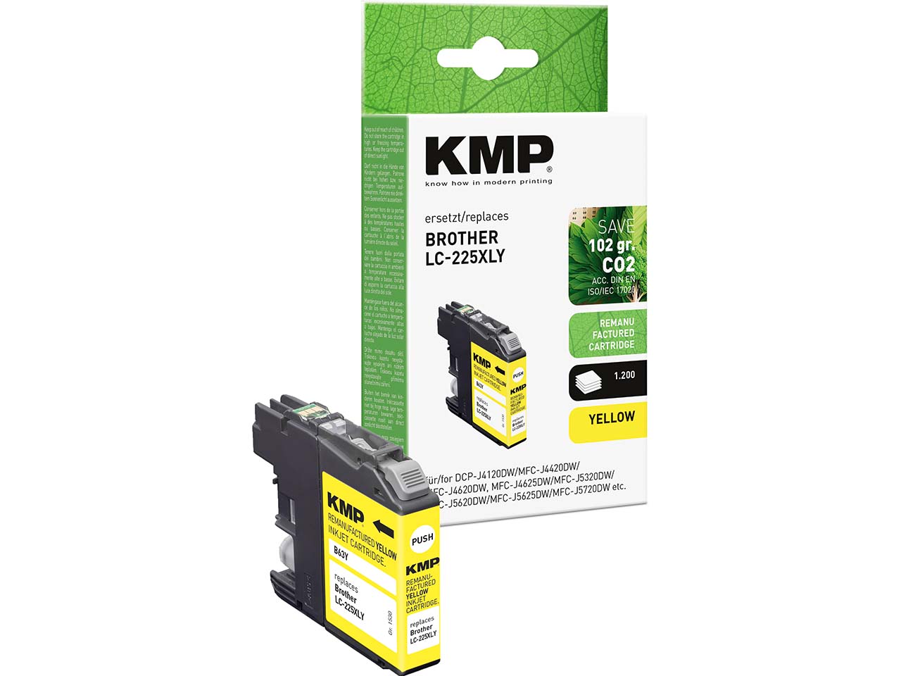 KMP Tintenpatrone ersetzt Brother LC225XLY gelb