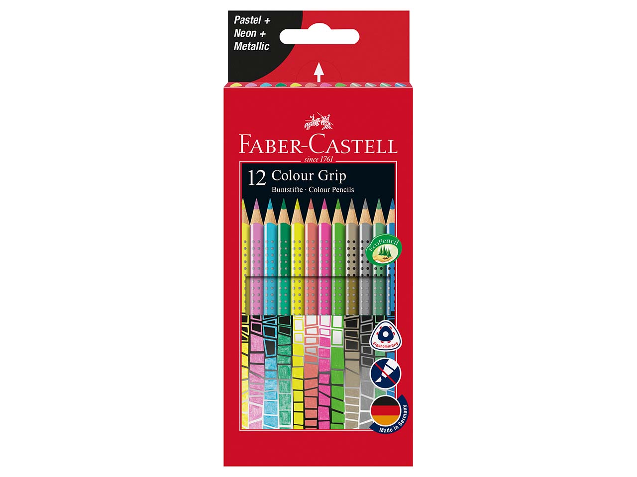 Faber-Castell Buntstifte "Colour Grip Pastell-Neon" farbig sortiert, 12 Stk.