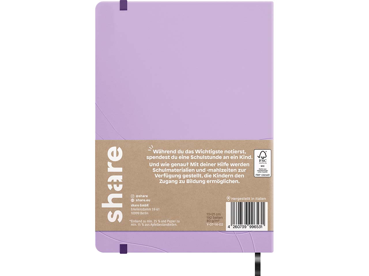 share Notizbuch DIN A5 punktkariert, lavendel