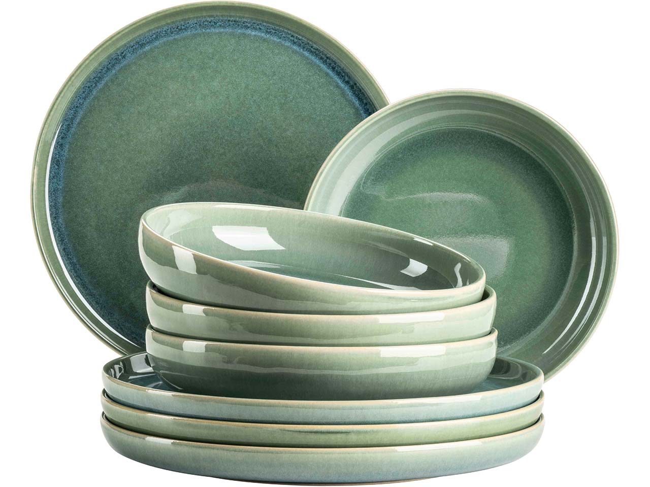 Mäser Tafelservice 8-tlg. "Elina Uno" Steinzeug, grün
