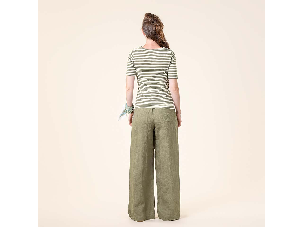 Living Crafts Bio-Damen-T-Shirt "TANINA" mit längeren Ärmel, cream/sage, Gr. S