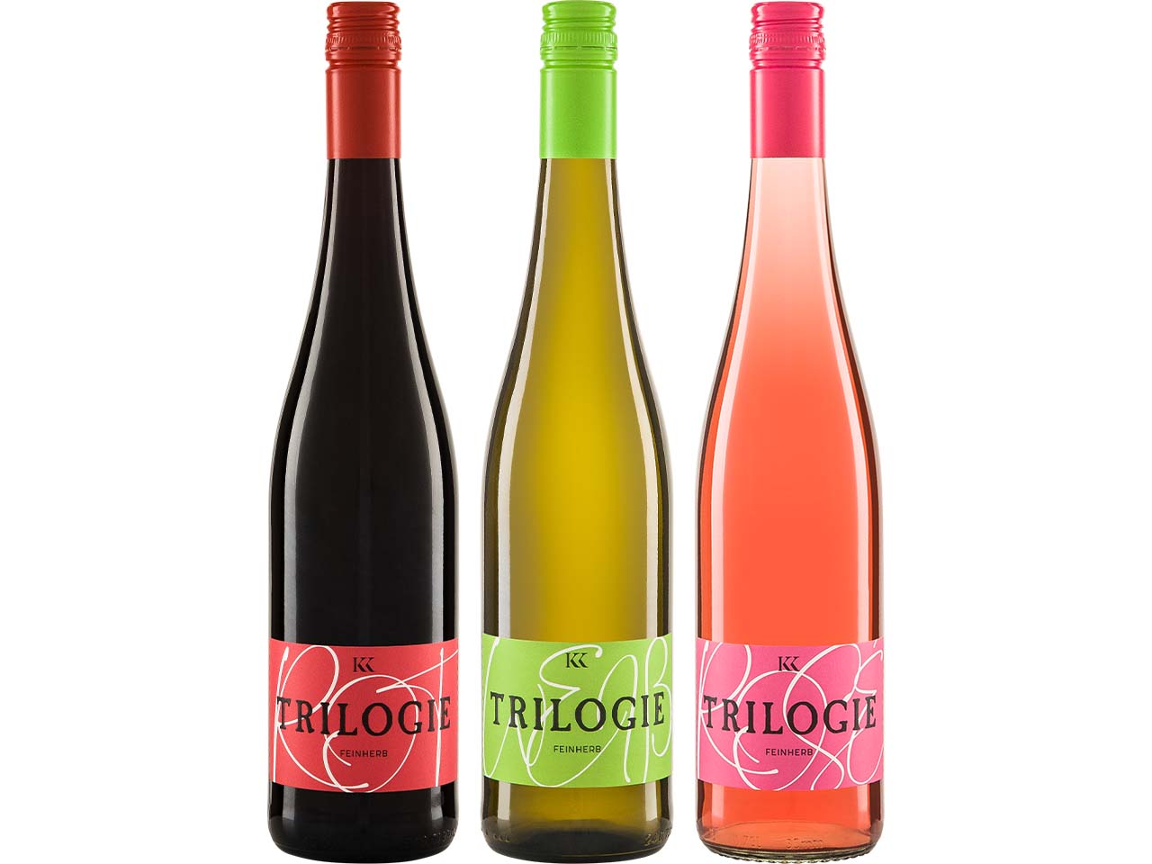 Bio-Weinpaket "feinherb/halbtrocken" 3er-Set mit Rotwein, Weißwein und Rosé, 3 x 0,75 l