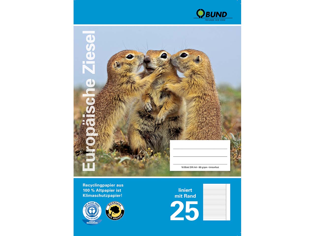 BUND Heft A4 Lin. 25 lin. m. Rand